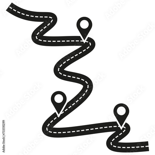 Road map and journey route infographics template. Vector illustration. EPS 10.