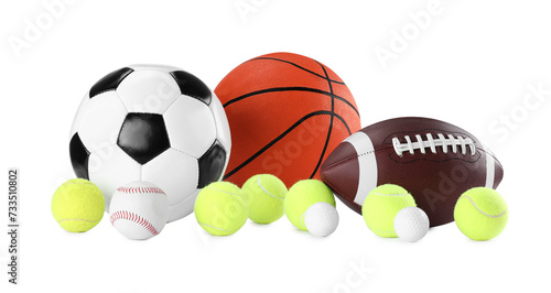 Many different sports balls isolated on white