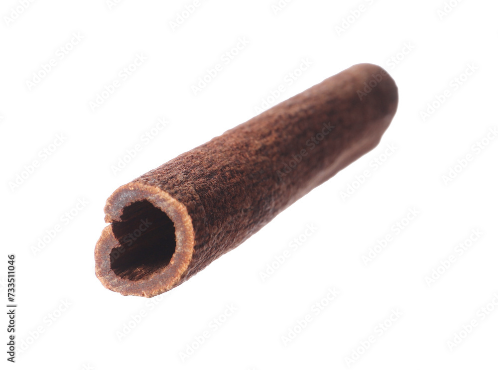 One aromatic cinnamon stick isolated on white One aromatic cinnamon stick isolated on white