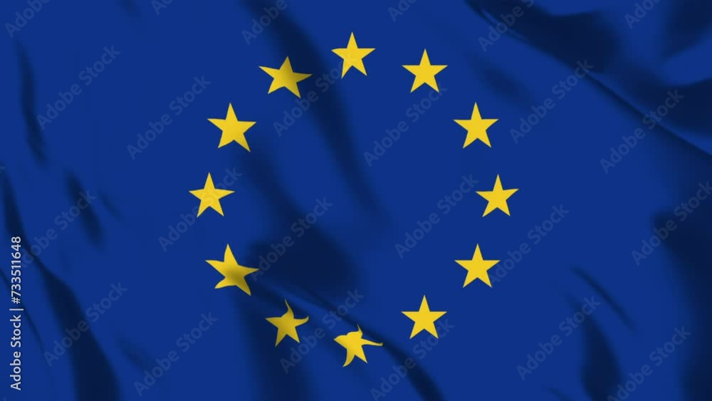 EUの旗がはためいています。30秒でループします。 EUの旗がはためいています。30秒でループします。