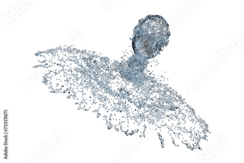 Fototapeta Naklejka Na Ścianę i Meble -  3d water splash transparent, clear blue water scattered around isolated. 3d render illustration