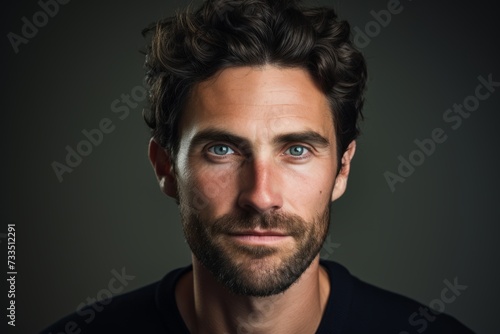 Portrait of a handsome man with a beard on a dark background