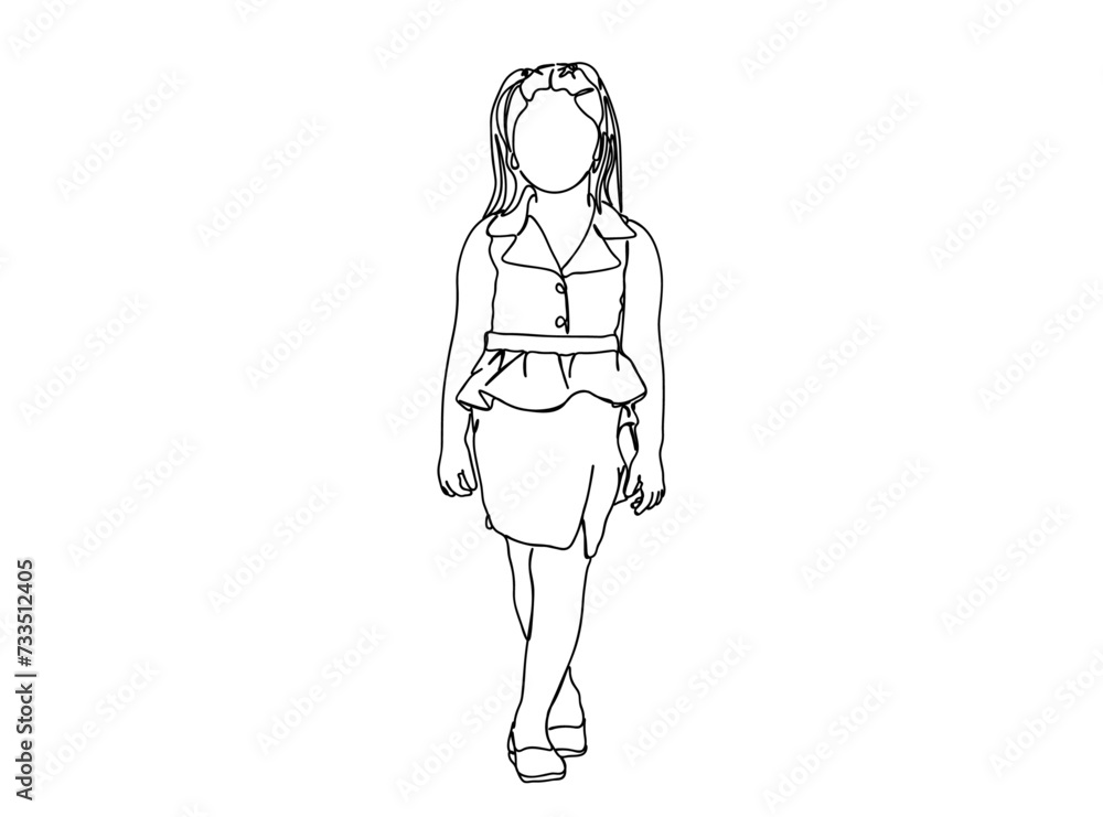 Little Girl Single Line Drawing Ai, EPS, SVG, PNG, JPG zip file Little Girl Single Line Drawing Ai, EPS, SVG, PNG, JPG zip file