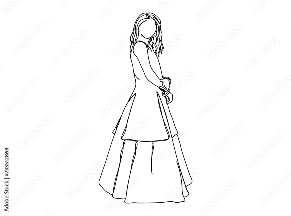 Little Girl Single Line Drawing Ai, EPS, SVG, PNG, JPG zip file Little Girl Single Line Drawing Ai, EPS, SVG, PNG, JPG zip file