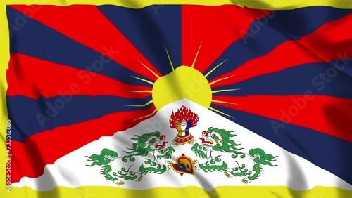 チベットの旗がはためいています。30秒でループします。