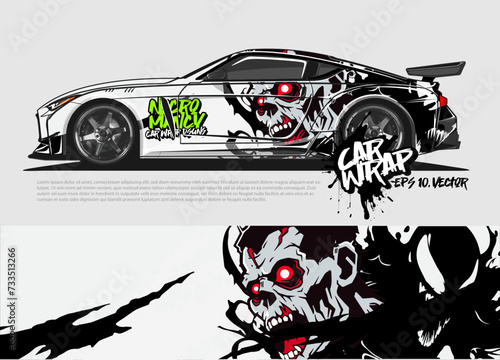 car livery design vector. abstract race style background with Zombie concept for vehicle vinyl sticker wrap