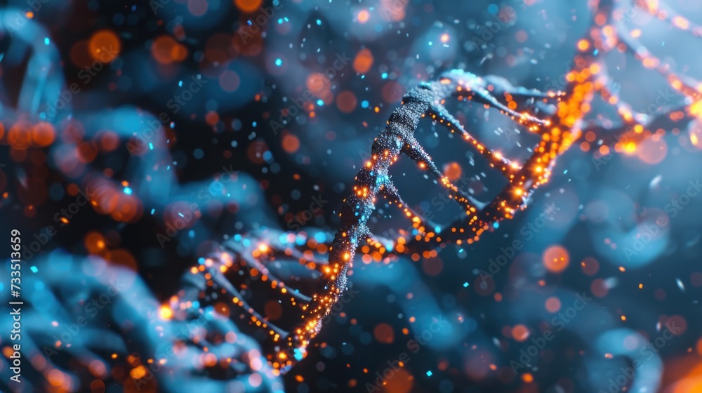 Macro shot of a gene editing tool correcting mutations in human DNA ...