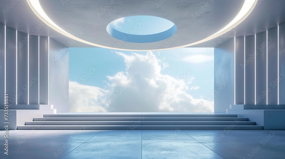 Obraz premium Modern Elegance: Round Table for Product Display Engineered by Generative AI