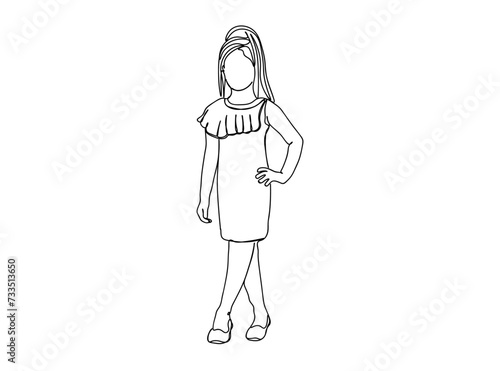 Little Girl Single Line Drawing Ai  EPS  SVG  PNG  JPG zip file