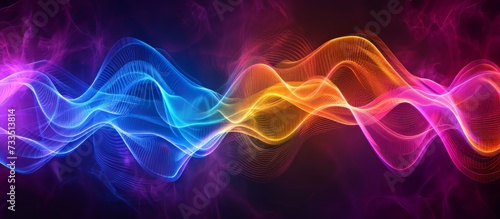 Colored sine vibrations and fractal elements create a backdrop for your design on sound equalizer, music spectrum, and quantum probability.