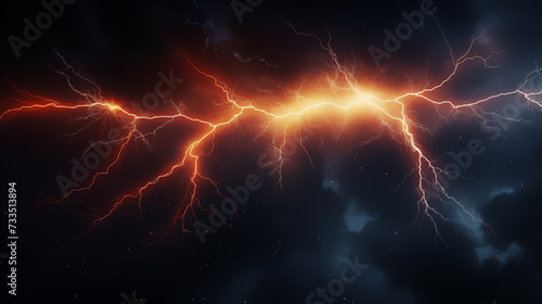 Abstract Electric Lightning on dark background, Illustration photo