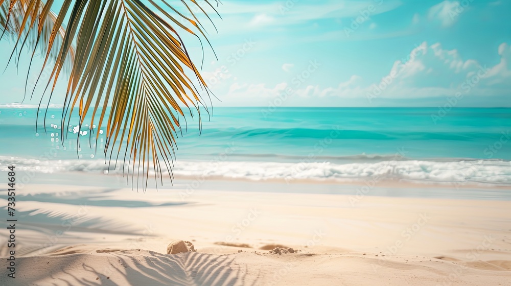 Fototapeta premium Beach shore ocean sea tropic summer landscape concept. Banner background design