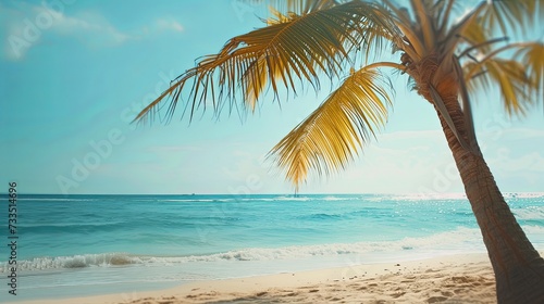 Beach shore ocean sea tropic summer landscape concept. Banner background design © PrettyVectors