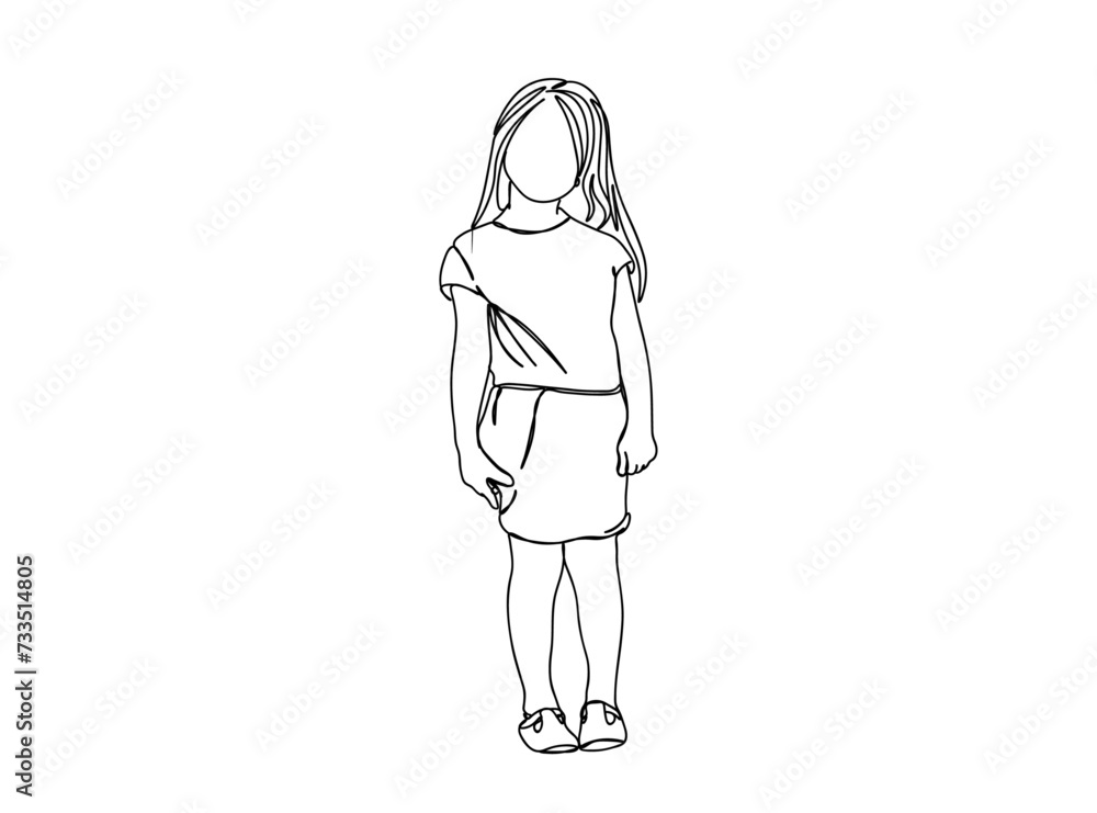Little Girl Single Line Drawing Ai, EPS, SVG, PNG, JPG zip file Little Girl Single Line Drawing Ai, EPS, SVG, PNG, JPG zip file
