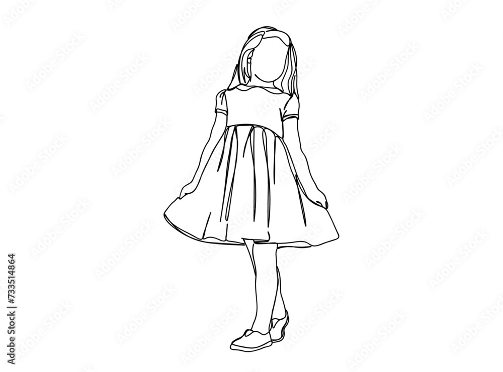 Little Girl Single Line Drawing Ai, EPS, SVG, PNG, JPG zip file Little Girl Single Line Drawing Ai, EPS, SVG, PNG, JPG zip file