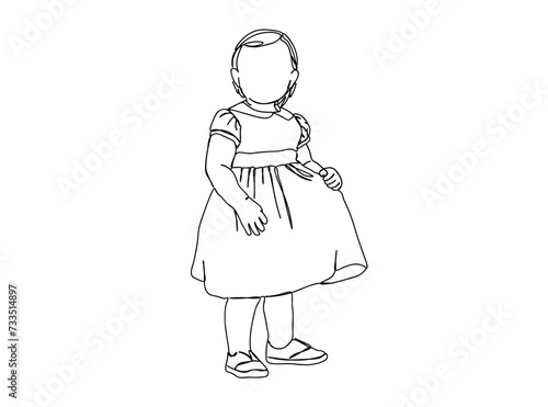 Little Girl Single Line Drawing Ai, EPS, SVG, PNG, JPG zip file