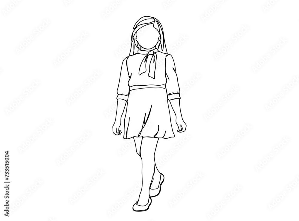 Little Girl Single Line Drawing Ai, EPS, SVG, PNG, JPG zip file Little Girl Single Line Drawing Ai, EPS, SVG, PNG, JPG zip file
