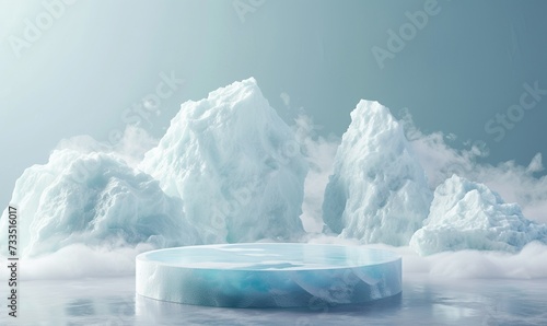 empty podium for. branding product in style of ice © Astock Media