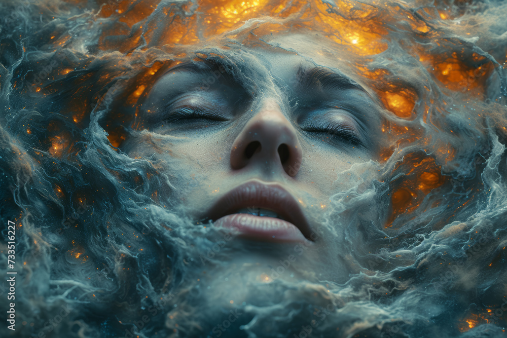 An individual with an unraveling mind, threads of thoughts spiraling outwards into a surreal tapestry. Concept of surreal unraveling. Generative Ai. An individual with an unraveling mind, threads of thoughts spiraling outwards into a surreal tapestry. Concept of surreal unraveling. Generative Ai.