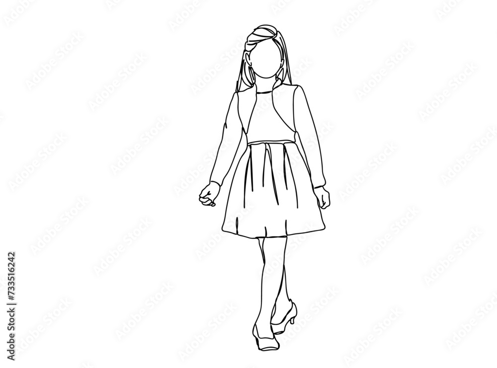 Little Girl Single Line Drawing Ai, EPS, SVG, PNG, JPG zip file Little Girl Single Line Drawing Ai, EPS, SVG, PNG, JPG zip file