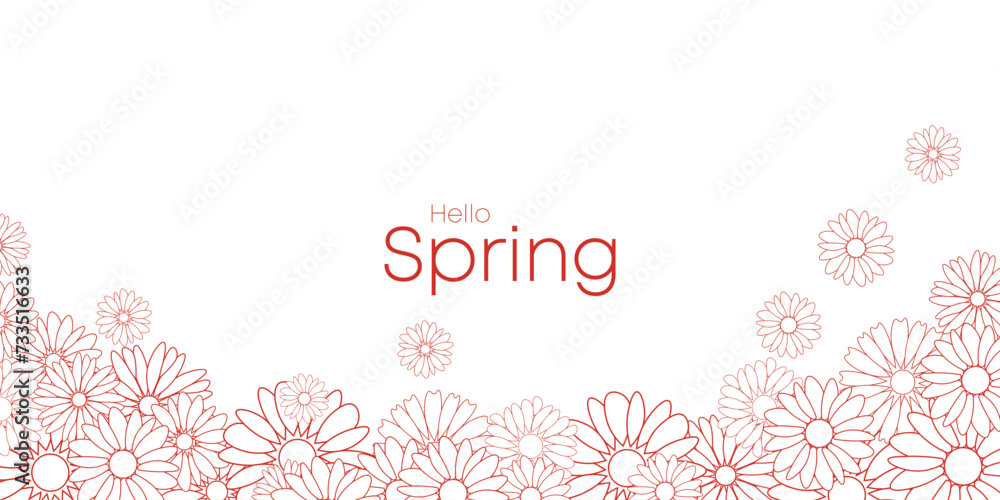 Vector background with floral line art design with a spring theme,greeting card.