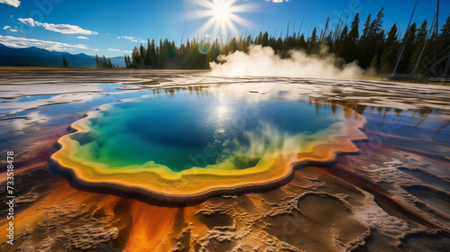 Yellowstone National Park, USA: Geothermal features, colorful hot springs, a pristine natural landscape. 