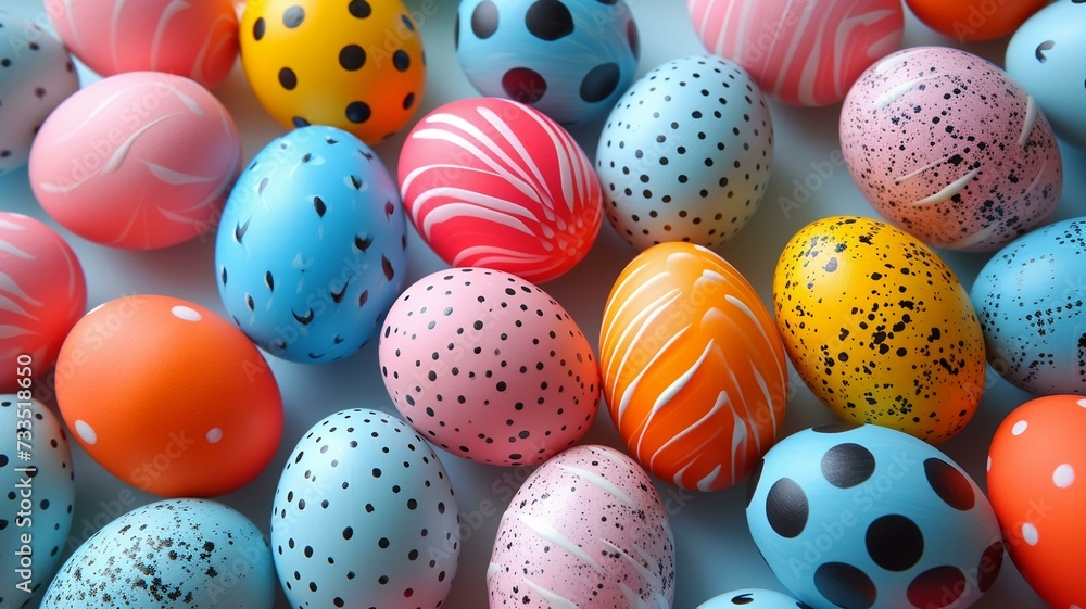 Vibrant  Abstract Painted Easter Eggs Background