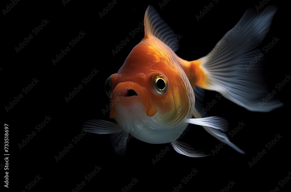 goldfish isolated on a dark black background goldfish isolated on a dark black background