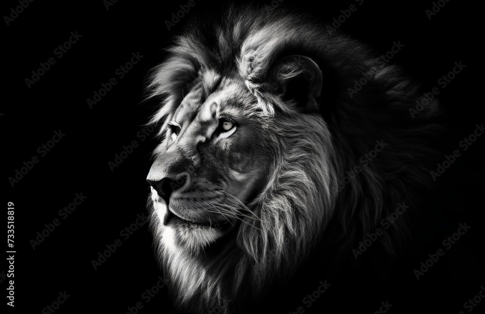 Naklejka premium Lion King on a black background