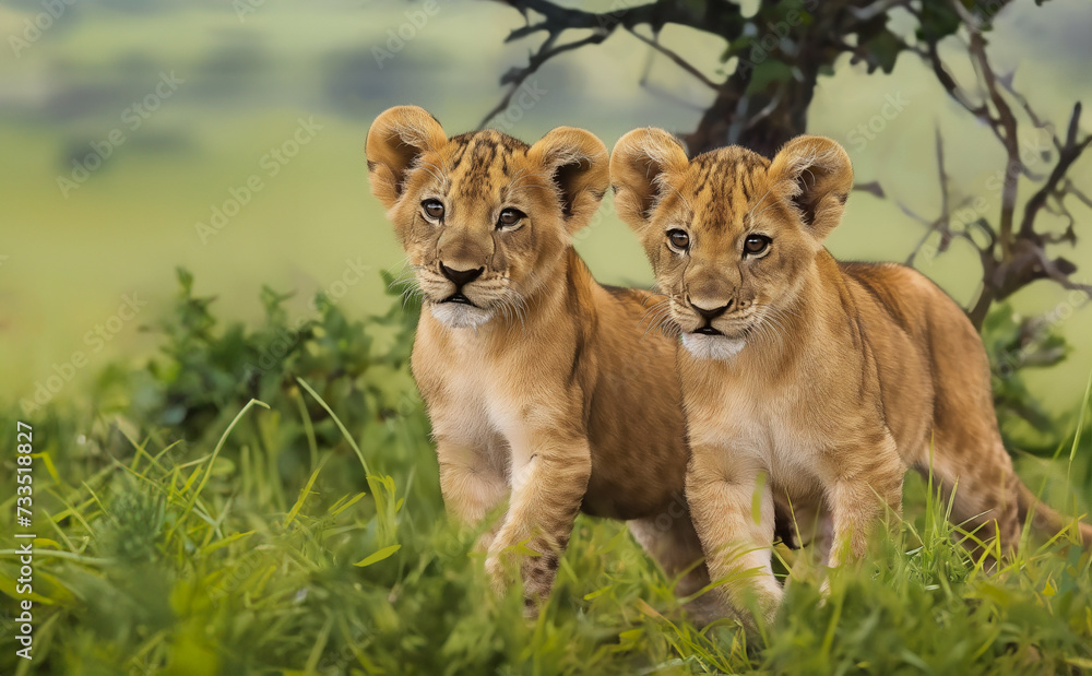 Lion Cubs, King Of The Jungle Adventure. Discovering the Beauty of Africa's Lush Green Wilderness. Lion Cub. Lion Cubs, King Of The Jungle Adventure. Discovering the Beauty of Africa's Lush Green Wilderness. Lion Cub.