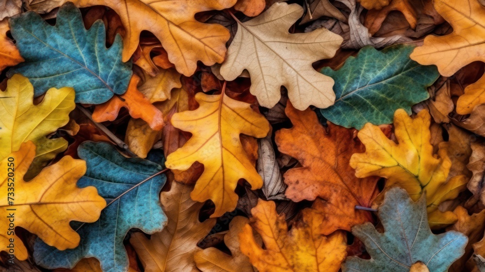 Colorful oak leaf pattern in autumn Colorful oak leaf pattern in autumn