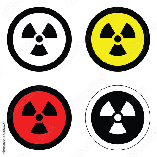 set radioactive icon nuclear yellow different colour circle sign isolated warning danger symbol alert caution hazard danger traffic vector flat design for website mobile isolated white Background