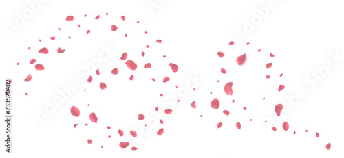 Valentine s day Vector red symbols of love border for romantic banner or Red rose petals will fall on abstract floral background with gorgeous rose greeting card design. on transparent background