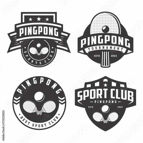 Pingpong logo collection, emblem set collections. Pingpong logo badge template bundle