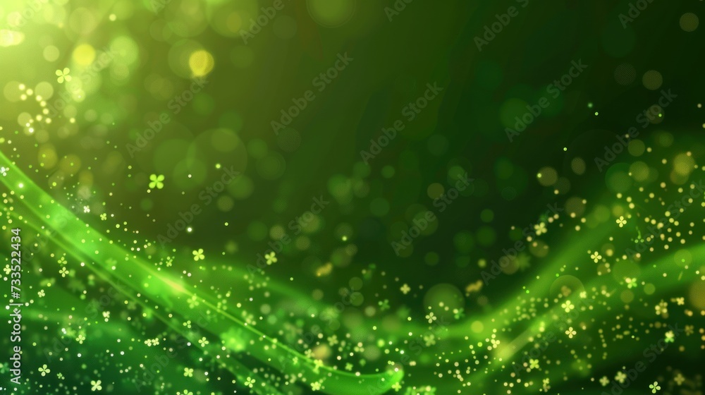 St. Patrick's Day abstract green background decorated with shamrock leaves. Generative AI. St. Patrick's Day abstract green background decorated with shamrock leaves. Generative AI.