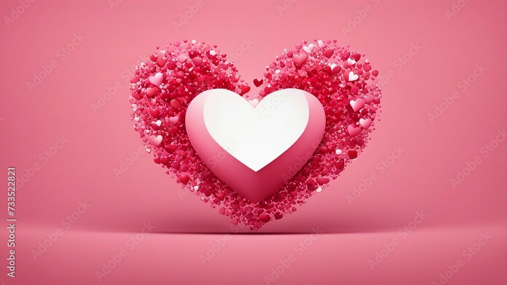 pink heart on a pink background a heart made of pink crystals on a pink background 