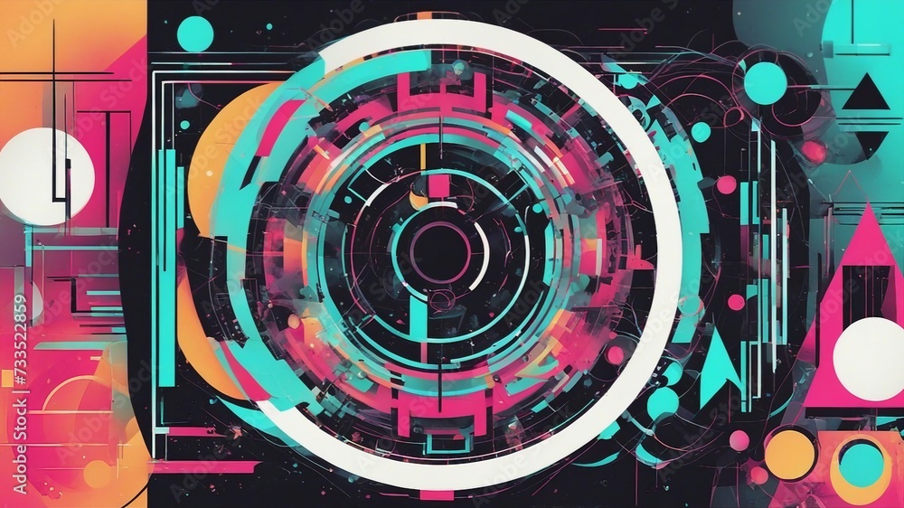 Obraz premium abstract background _A minimalistic geometry art with simple shapes and figures. The art has a white background 