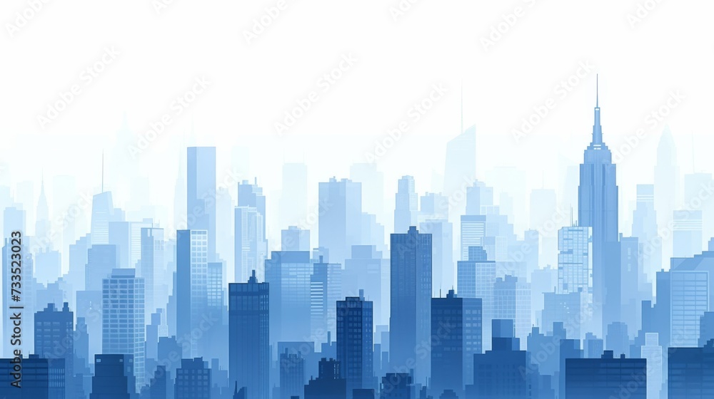 City skyline flat illustration with a white background.