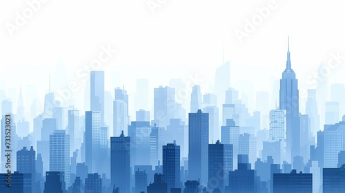 City skyline flat illustration with a white background.