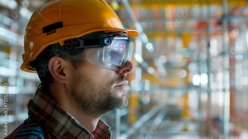Technology reality glasses for design and building, engineering using augmented reality glasses to visualize and navigate through a digital building design during an operation.