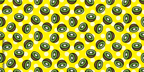 Kiwi illustration background. Seamless pattern. Vector. キウイのイラストパターン　背景素材