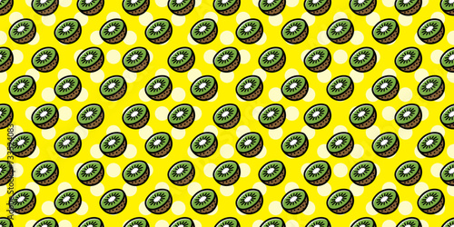 Kiwi illustration background. Seamless pattern. Vector. キウイのイラストパターン　背景素材