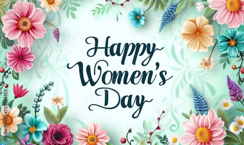 Women's Day greeting card with flowers.