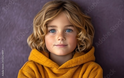 happy smiling caucasian kid portrait, professional studio background © hakule