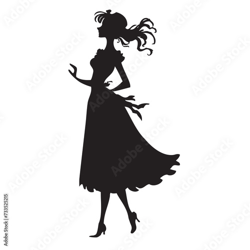 Slender silhouette of a hurrying girl