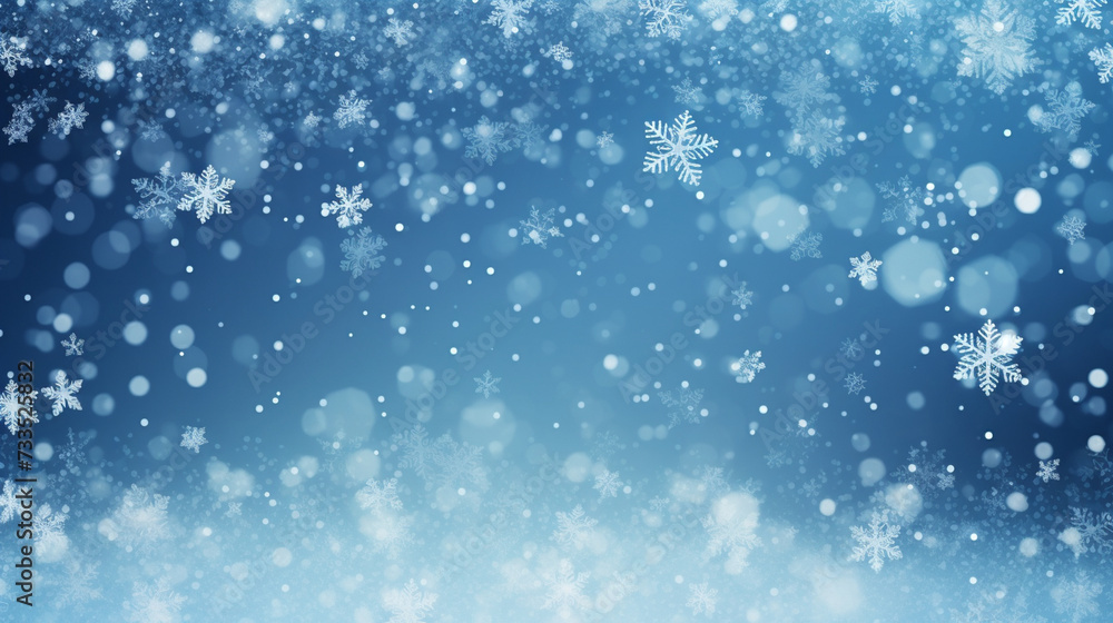 Snow White Texture Background,  Christmas snow. Falling snowflakes on blue background. Snowfall. Vector