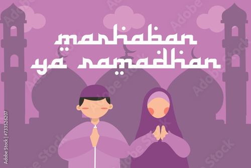 vector graphic of marhaban ya ramadhan ideal for ramadhan celebration.