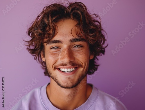 happy smiling caucasian man portrait, professional studio background © hakule