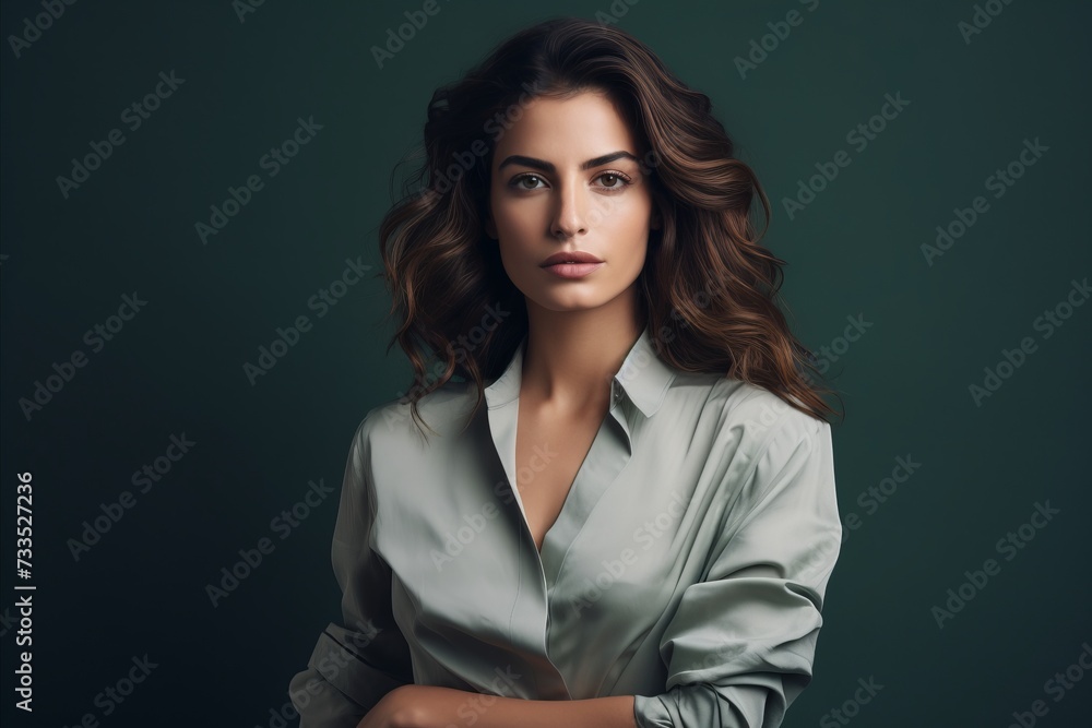 Portrait of a beautiful young brunette woman in a white shirt. Portrait of a beautiful young brunette woman in a white shirt.