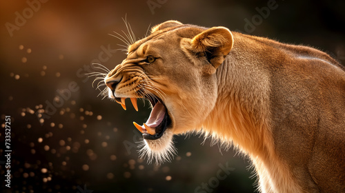 Lioness Growling created with Generative AI Technology, ai, generative